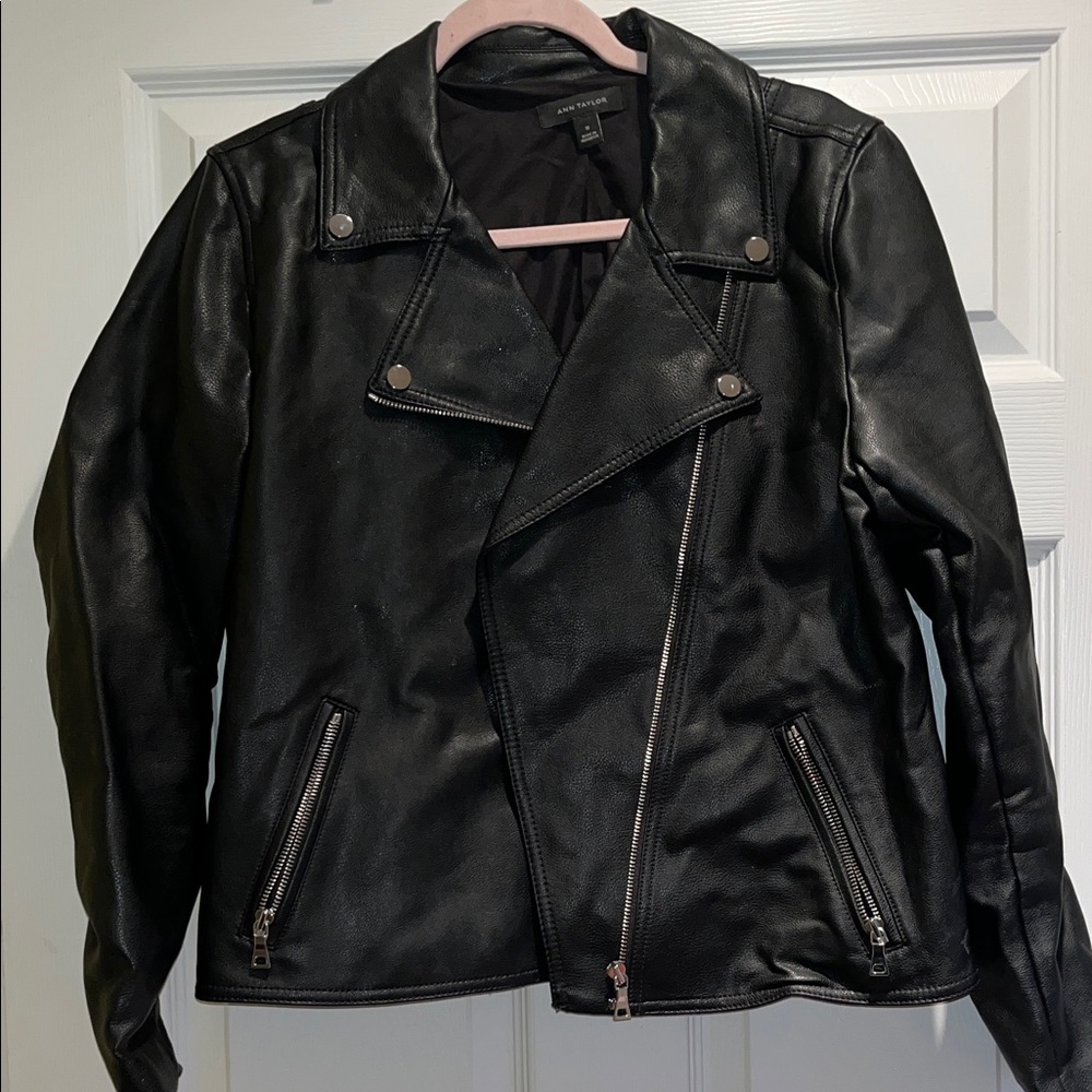 Ann Taylor Black Faux Leather Jacket
